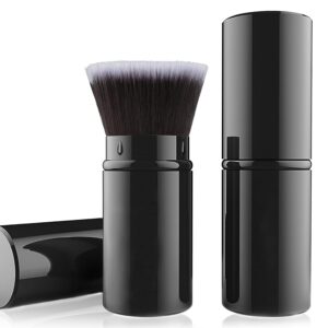 Falliny Retractable Makeup Brushes, Travel Kabuki Powder Foundation Brush, Portable Face Liquid Foundation Sunscreen Brush with Cover for Blending Liquid, Bronzer,Cream or Flawless Powder Cosmetics