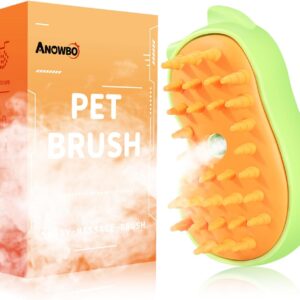 Rechargeable 3in1 Self-Cleaning Steam Grooming Brush for Cat and Dog Shedding - 2 Gears for Long/Short Hair - Green