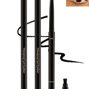 Black Gel Eyeliner for Older Women, Waterproof Smudge-Proof Retractable Eyeliner Pencil, Long Lasting 24H, Matte Cream Eyeliner Waterline with Sharpener, Eye Liner for Mature Women Sensitive Eyes-2Pcs