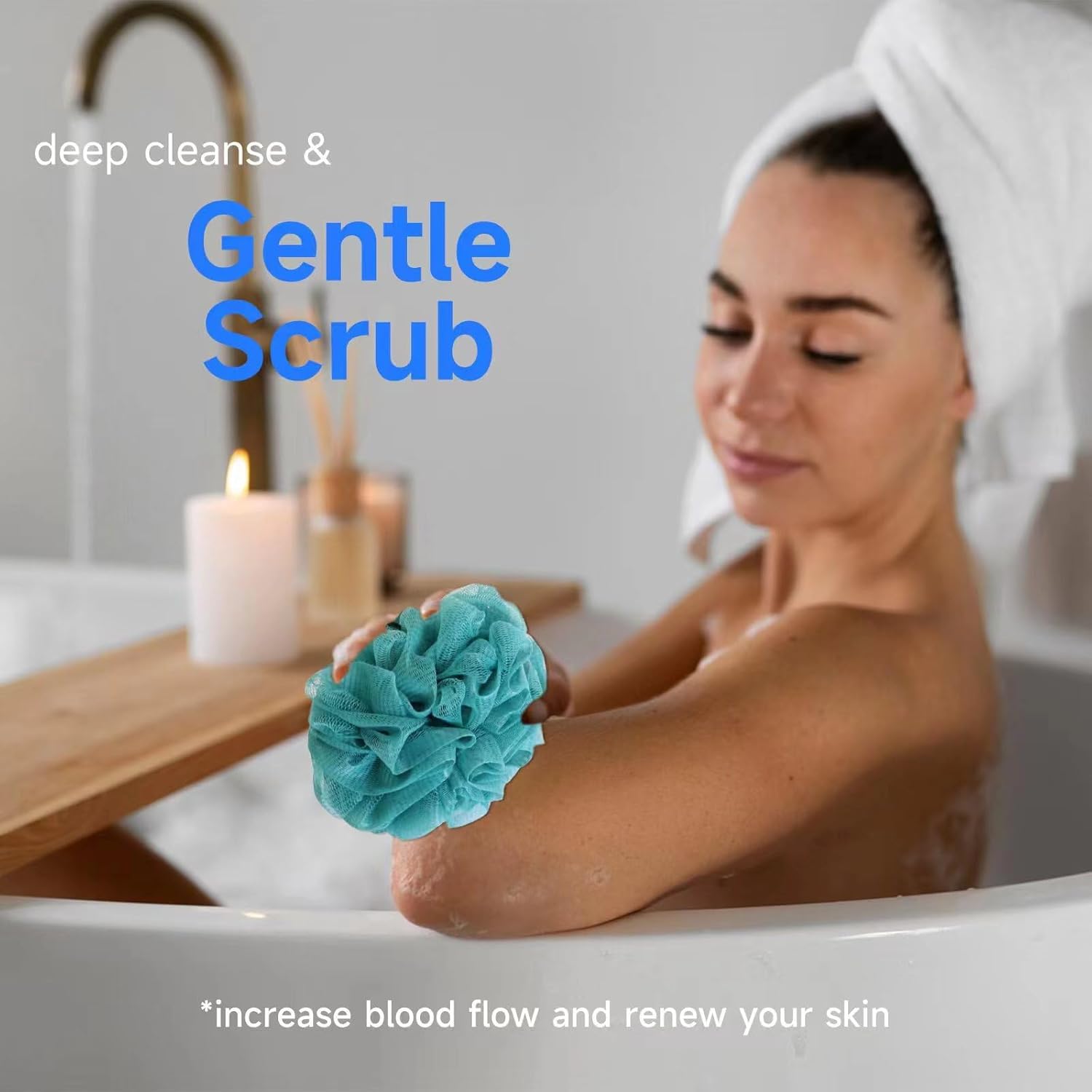 Exfoliating Luffa Loofah Bath Sponge Pouf 50g Set 4 Colors for Men Women - Image 6