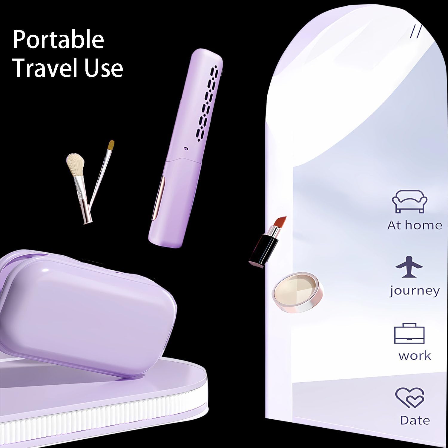 FA FIGHTART Portable Cordless Mini Hair Straightener with LCD Display and USB Charging - Pink - Image 7