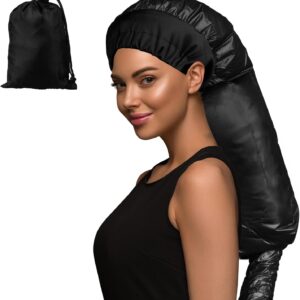 Bonnet Hair Dryer Attachment with Adjustable Headband-Large Hooded Hair Dryer Cap for Drying Fast at Home, Easy to use for Hair Styling, Curling Hair Care Fast Drying (Black)