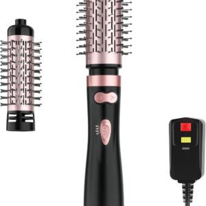 WEEYUM Rotating Hair Dryer Brush with 2 Detachable Brush Heads, 3 in 1 Hot Air Spinning Brush for Volumizer/Drying/Smoothing/Curling