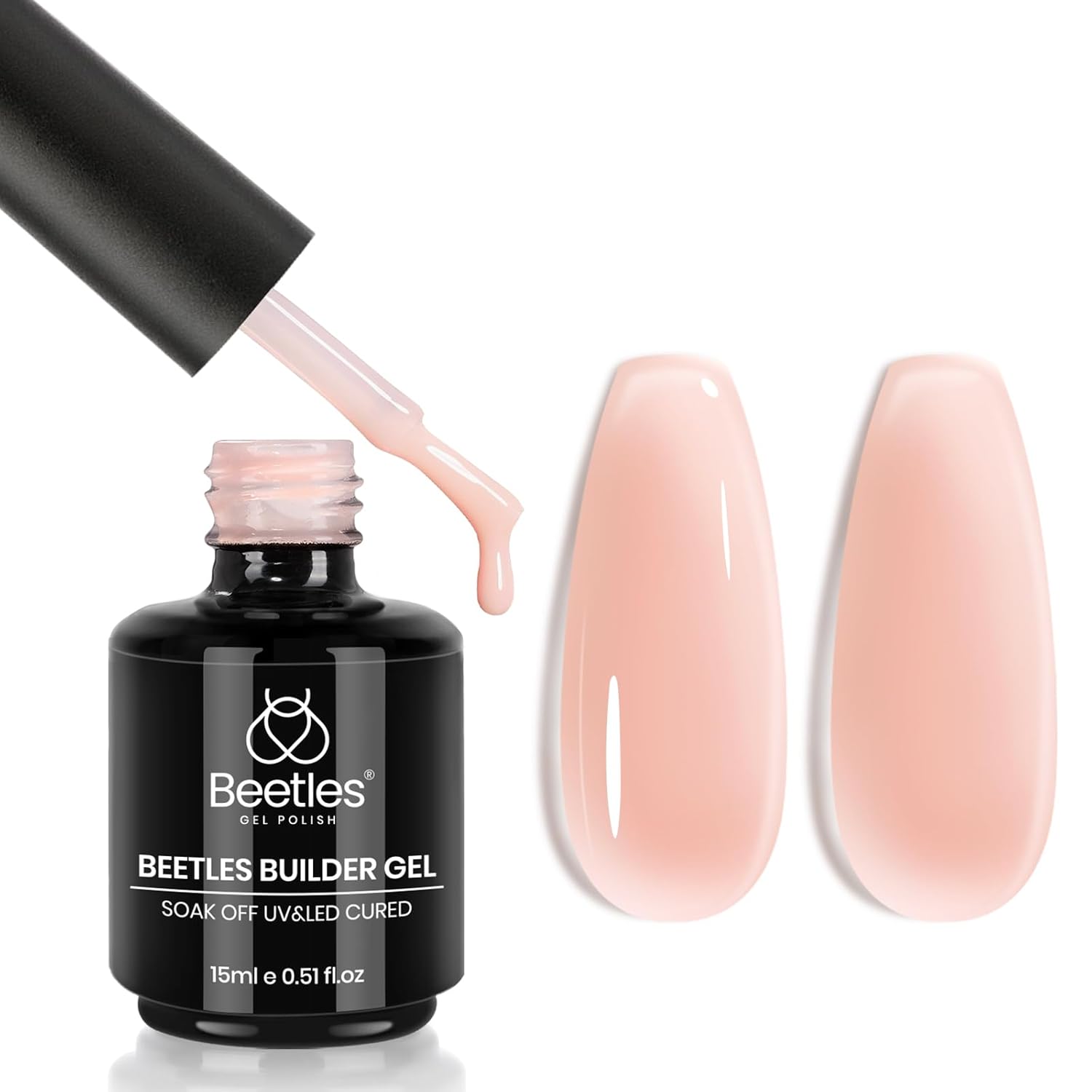 Beetles Builder Gel for Nails,0.51 OZ 7 in 1 Nude Jelly Builder Nail Gel Color for Building Apex & Nail Extension Strengthen Thin Nails Salon DIY Manicure Nail Art for Women