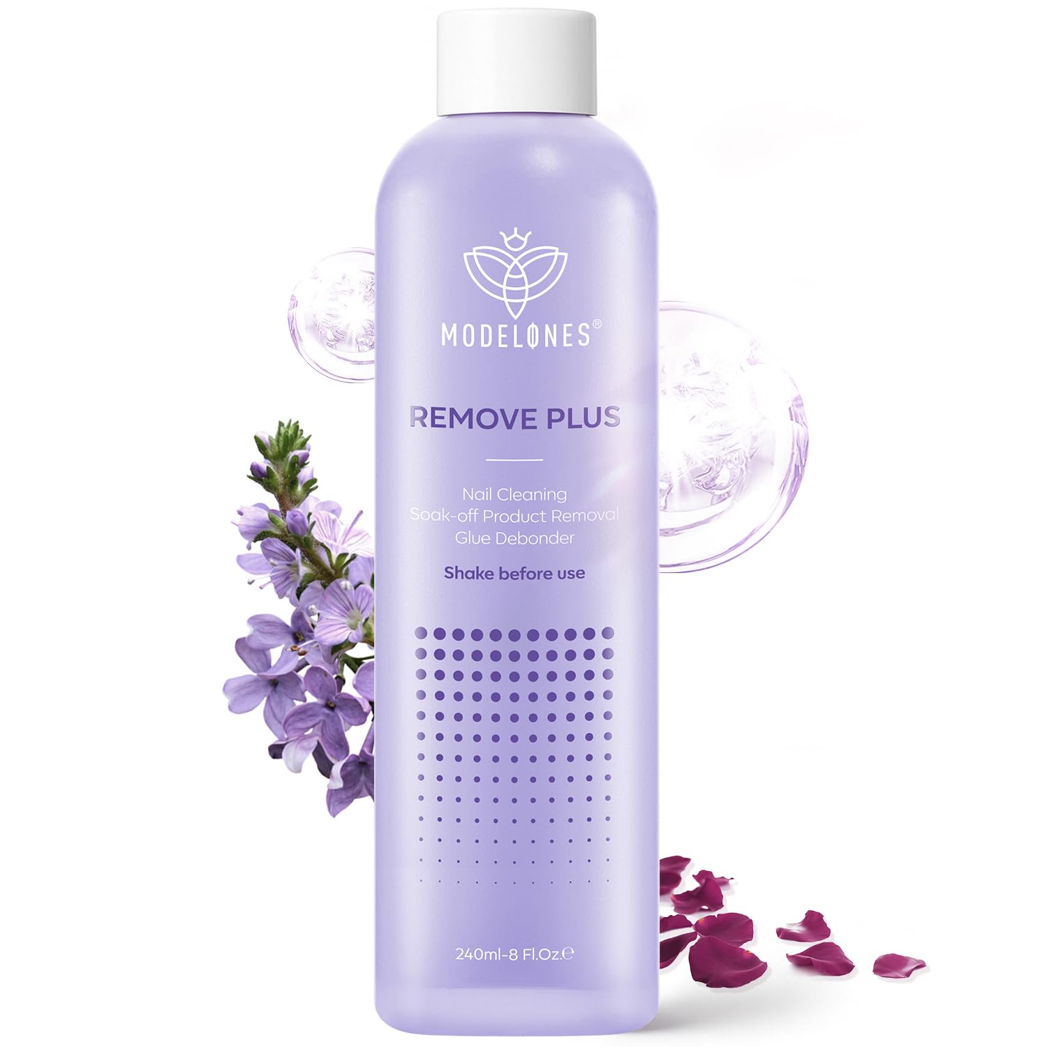 Modelones Nail Polish Remover, Acetone Gel Polish Remover with Jojoba Oil Fast Gentle Professional Removal for Nail Glue Acrylic Dip Powder Press On Nails Home Salon Gift for Women 8 Fl Oz, Lavender