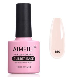 AIMEILI Hema Free 5 in 1 Builder Base Nail Polish Gel, Cruelty Free, Vegan, Strengthener Gel Translucent Nude Gel Nail Polish 10ML-150