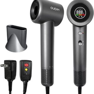 Hair Dryer with Digital Display, High Speed11000RPM, 4 Level Temperature/Speed Settings, Double air Filter, Low Noise, Lightweight, Portable for Travel
