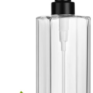 GMISUN Glass Soap Dispenser with Stainless Steel Pump, Clear Hand Soap Dispenser for Bathroom, 12 fl oz/350ml Refillable Dish Dispenser for Kitchen, Modern Liquid Soap and Lotion Bottle for Countertop