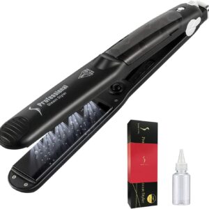DORISILK Steam Straightener for Hair, Professional Steam Flat Iron Salon Ceramic Tourmaline Vapor Steam Ionic Straightening Iron 2 in 1 Hair Straightener and Curler Dual Voltage Adjustable Temp