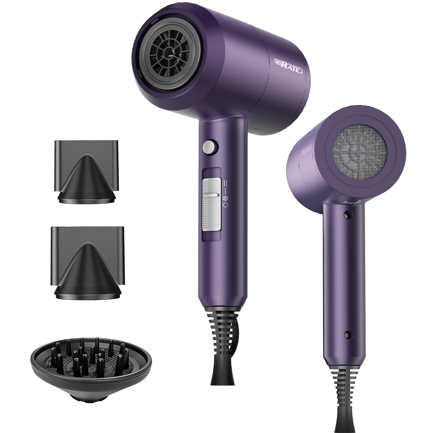 SHRATE Lightweight Ionic Hair Dryer with Diffuser - Powerful 1800W Blow Dryer for Fast Drying - Professional Low Noise Mini Hair Dryer for Travel, Gifts, Hair Styling