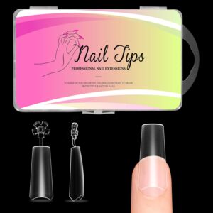 Ranrose Long Coffin Nails Tips 240pcs Full Matte Soft Gel X Nail Tips, Half Cover No C Curve Coffin Fake Nails for Acrylic Nail with Case for Diy Press Ons Extensions 12 Sizes
