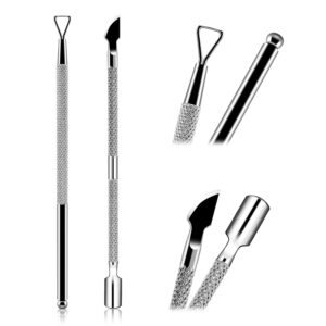 HOFASON 2 PCS Cuticle Pushers And Nail Polish Remover - Stainless Triangle Nail Scraper Professional Durable Tool For Gel Removal, Nail Care Polish, For Girls Home Manicure Pedicure Tools Kit(Silver)