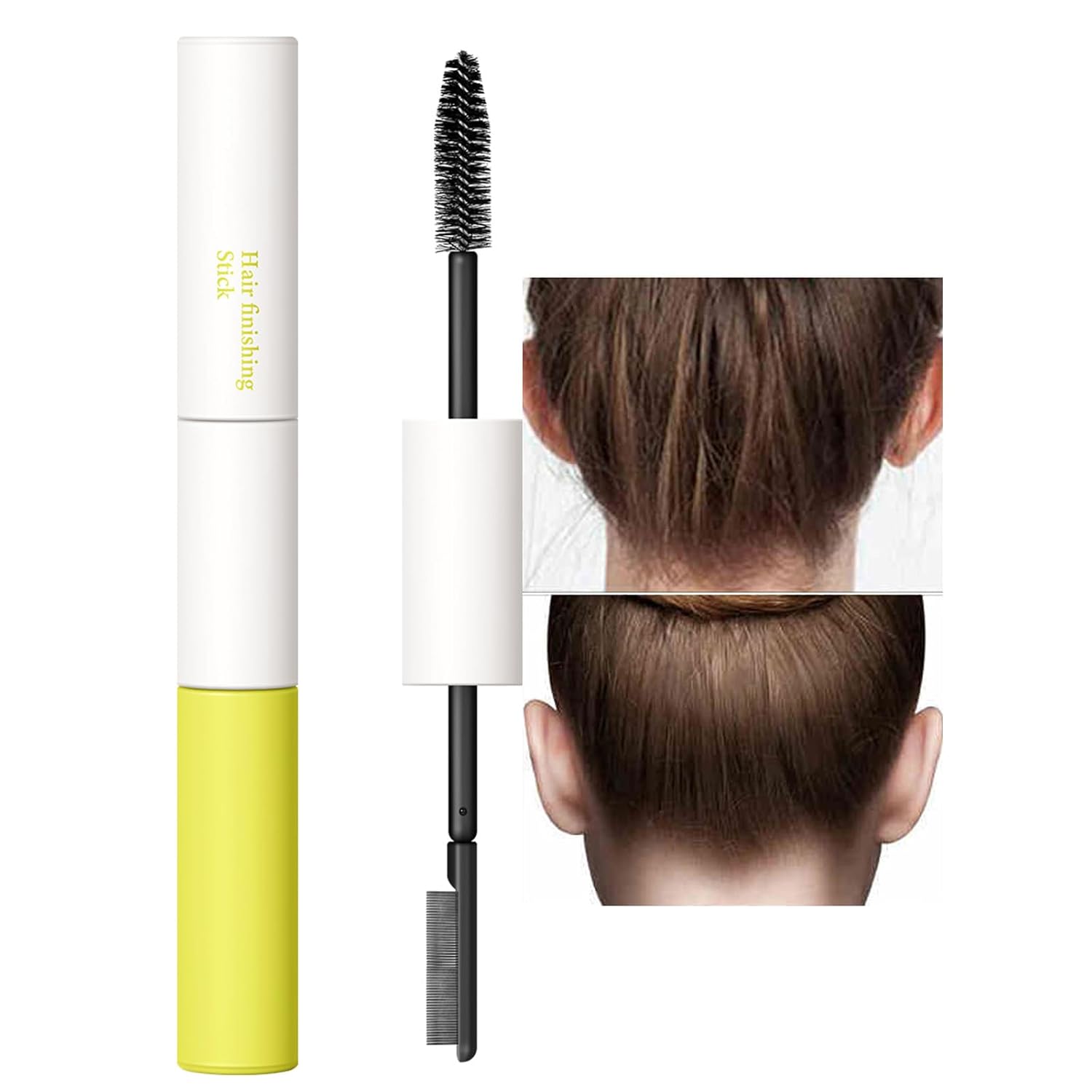 BestLand Double-Head Hair Finishing Stick – Non-Greasy Flyaway Tamer with Mascara Brush & Comb Tip, Styling Gel Wax Stick for Bangs & Baby Hair Control