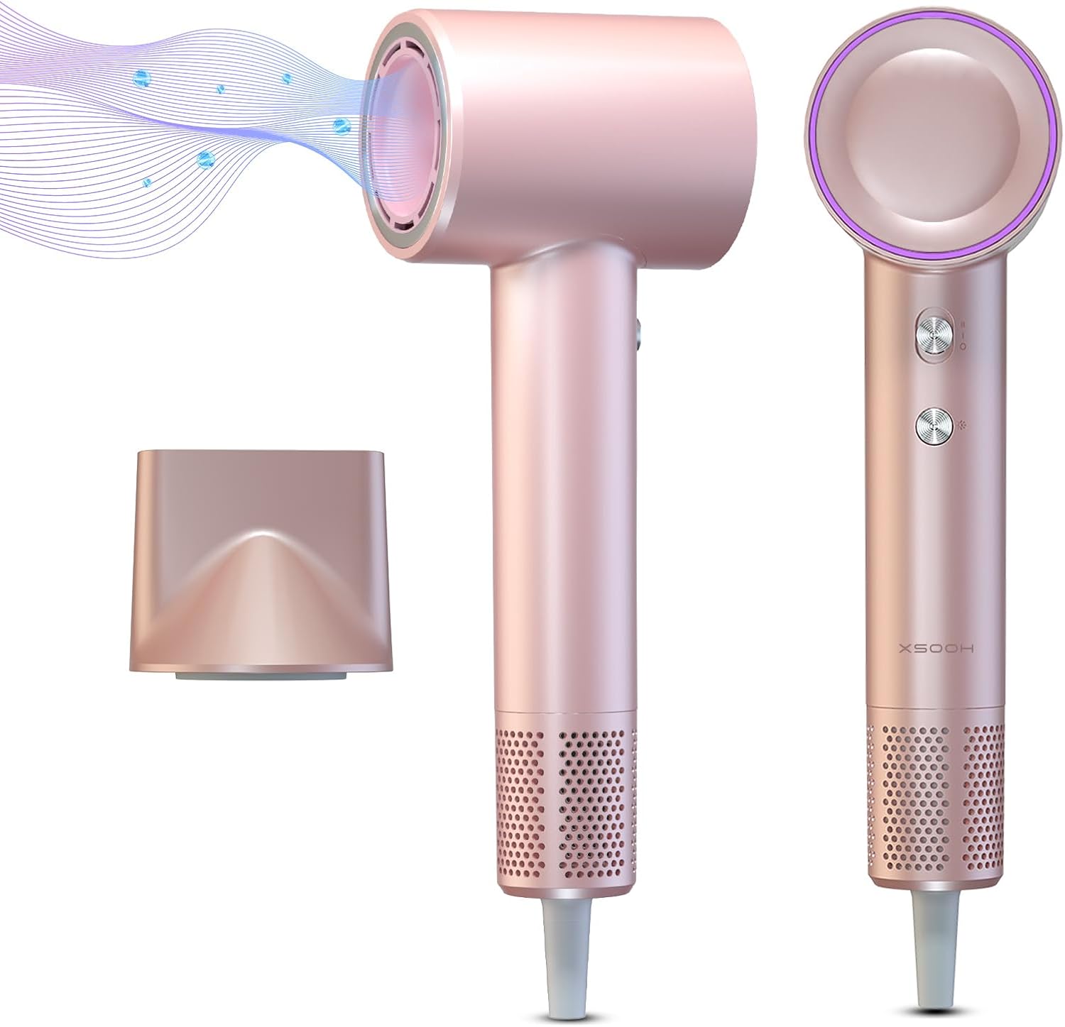 Hair Dryer, XSOOH 160000 RPM Small High-Speed Brushless Motor Travel Portable Blow Dryer for Curly Straightener Hair, Professional Quiet Negative Ionic Hair Dryer Nozzle
