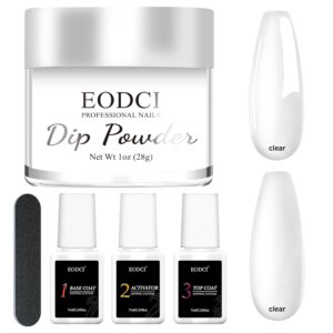 Clear Nail Starter Dip Powder Kit, 1OZ Nail Dip Powder With Base & Top Coat/Activator Dip Nail Art French Manicure Nail Starter & Professional Home DIY Salon Use