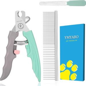Dog Nail Clipper,Pet Nail Trimmers Safety Guard to Aviod Over Cutting,Puppy Cat Claw Trimmer,with Free Dog Comb & Nail File, Sharp Grooming Clipper, Great for Thick Toenail, Green