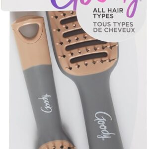Goody Detangle It Vented Hair Brush, Quick Drying Detangler Brush with Flexible Bristle, Use as a Detangling Brush or Styling Brush to Tackle Tangles, Knots & Frizz, All Hair Types, Brown/Grey - 2 Ct