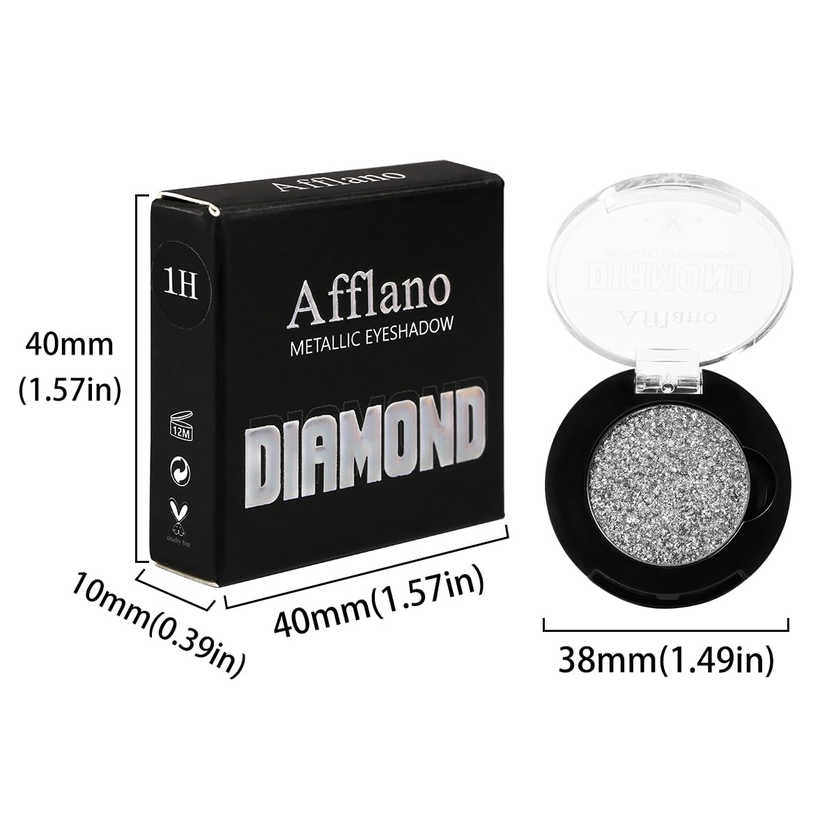 Afflano 9 Color Silver Glitter Eyeshadow Palette Super Pigmented Blendable Shimmer - Image 8