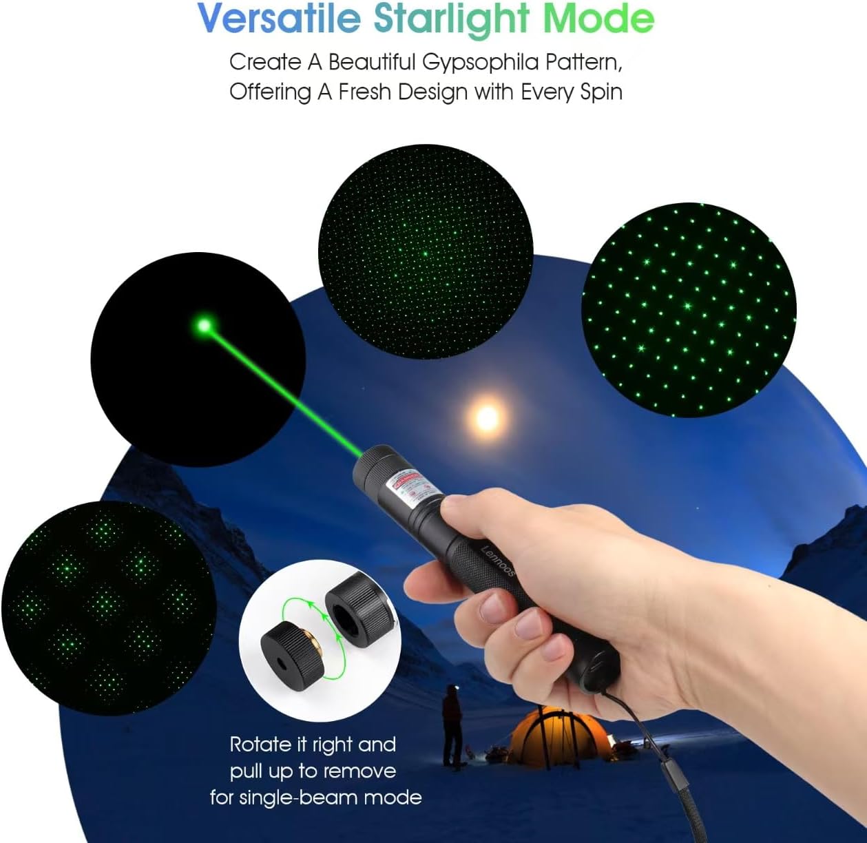 USB-C Rechargeable Green Laser Pointer with Star Cap for Astronomy and Presentations - Image 6