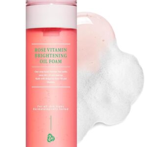 [K-Beauty] Rose Vitamin Oil to Foam - All-in-One Korean Face Wash Oil Based Foaming Facial Cleanser - Pore Minimizing & Blackhead Remover - Makeup Deep Cleansing Oil for All Skin Types (3.88 fl oz)