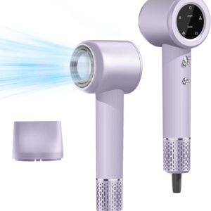 Hair Dryer, Professional High Speed Ionic Blow Dryer for Fast Drying, Powerful 1400W Hairdryer 3Temps /2Speeds, Low Noise Thermo-Control Hairdryer with Nozzle, No Heat Damage, Purple