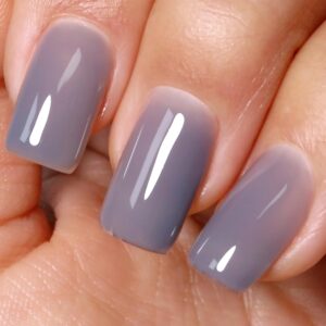 Imtiti Jelly Medium Gray Gel Nail Polish, Sheer Deep Grey UV/LED Soak Off Gel Polish for Nail Art Starter Manicure Salon DIY at Home, 1Pcs 0.5 Fl Oz