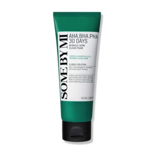 SOME BY MI AHA BHA PHA 30 Days Miracle Acne Clear Foam – 3.38oz, 100ml – Korean Acne Face Wash for Smooth & Clear Skin – Salicylic Acid Cleanser for Exfoliation & Sebum Control – Korean Skin Care