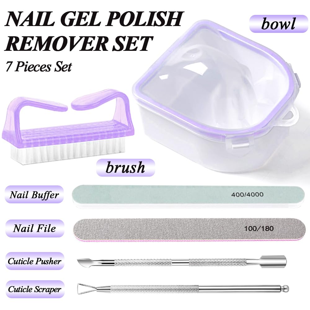 Nail Soaking Bowl Set with Gel Polish Remover, Manicure Tools, and Nail File Included - Image 2