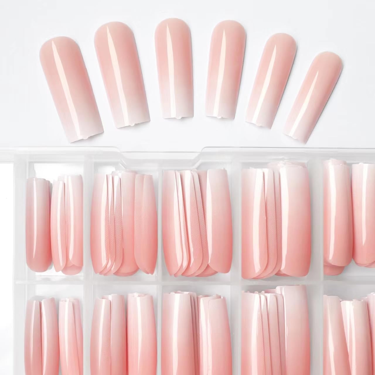 120 Pcs Glossy Square Ombre Press on Nails Full Cover Pink Artificial Fingernails for Women - Image 6