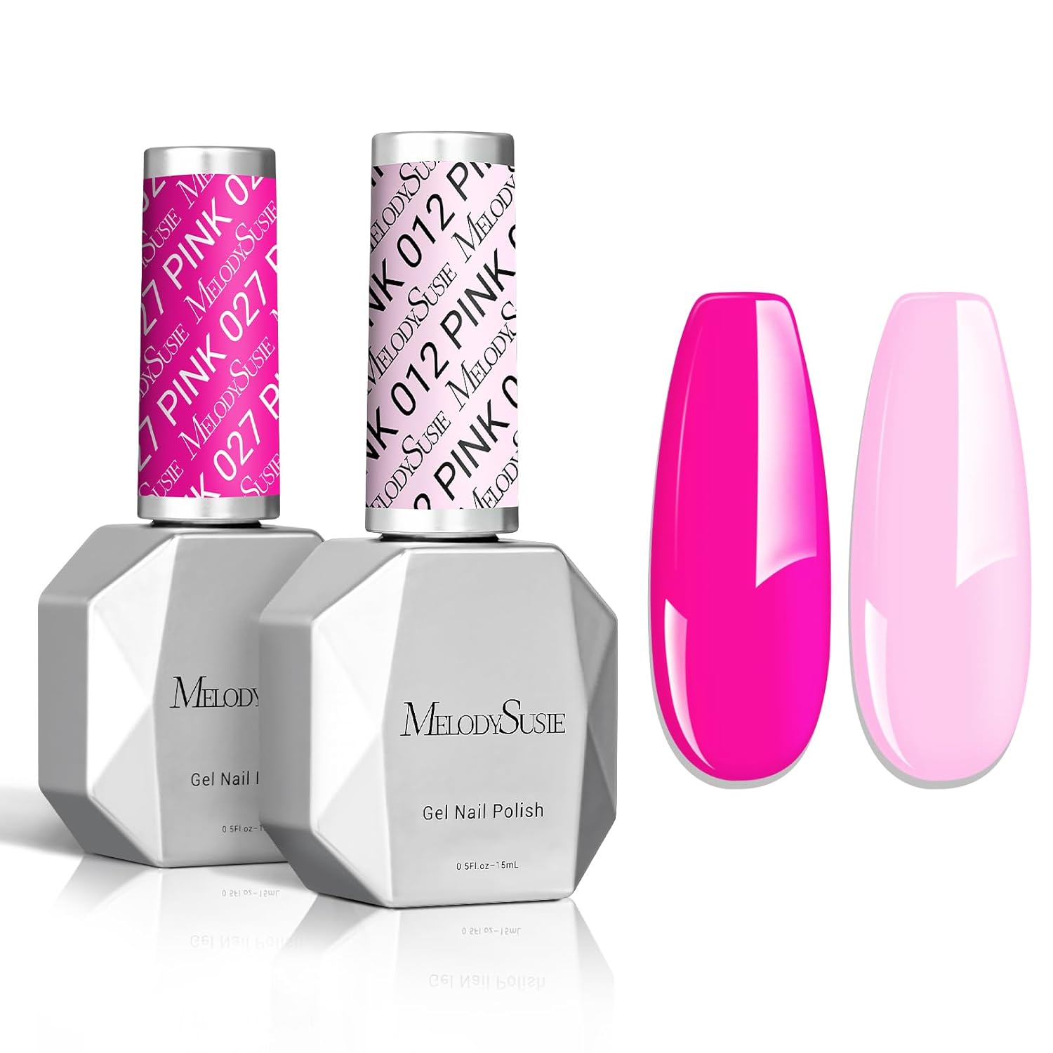 MelodySusie Thick Gel Polish Kit- 2 Pcs 15ml Neon Pink & Macaron Pink Colors Polish Set Gift for Women Nail Art Manicure Salon Diy at Home Christmas Gift-027+012