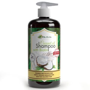 Coconut Oil Shampoo with Biotin, Aloe Vera (16.9 Fl Oz) – Hair Regrowth Shampoo for Dry, Frizzy or Coarse Hair – Moisturizing, Hydrating, Flyaway Taming & Anti Frizz Hair & Scalp Care