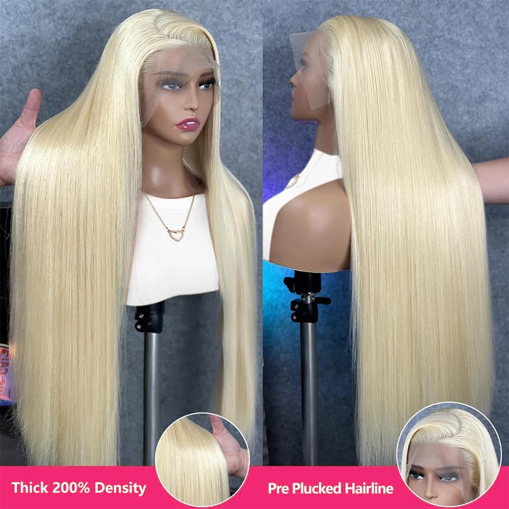 30 Inch Straight Blonde 613 Lace Front Wig Human Hair 200 Density - Image 3