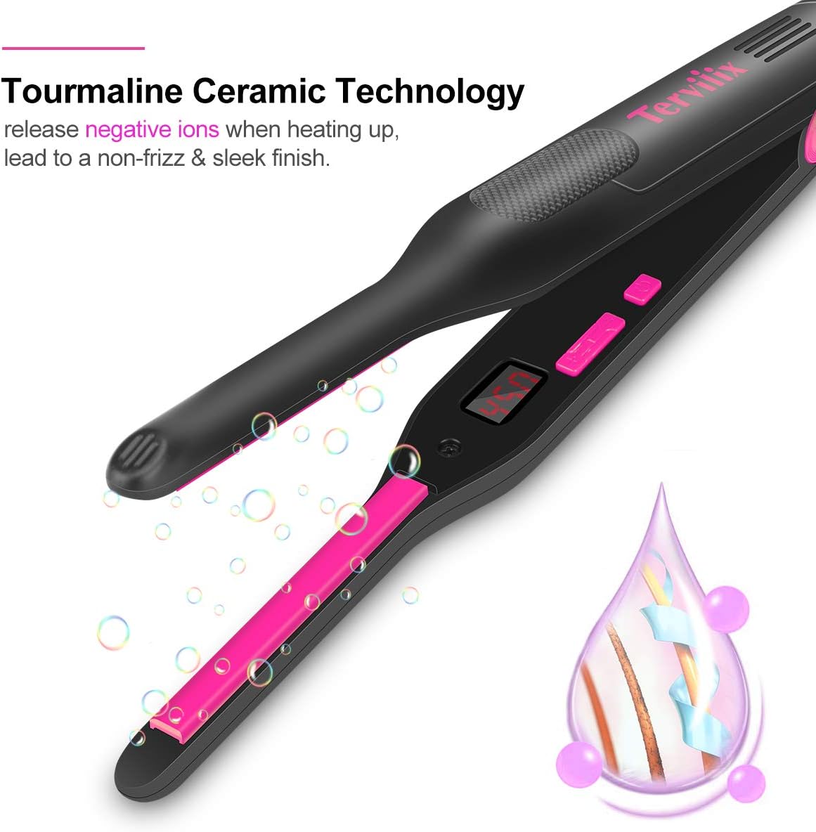 Terviiix 3/10 Inch Mini Flat Iron for Short Hair and Beards Adjustable Heat - Image 4
