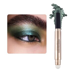 Eye-Shadow Stick Makeup, Rotatable Cream Eyeshadow Pencil, Glitter Shimmer With Soft Brush for Eye Makeup (11# Green Shimmer)