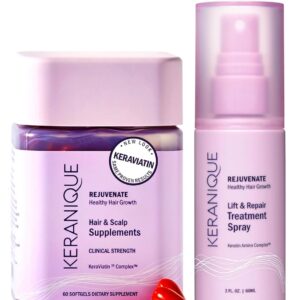 Keranique Hair Growth System - KeraViatin Vitamins with Biotin, Vitamin B, and Curcumin, Lift and Repair Treatment Spray for Instant Volume, 30 Days Supply