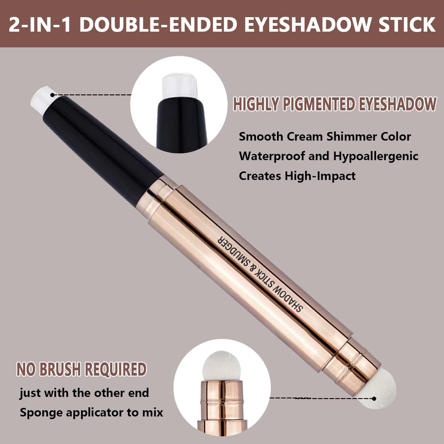 White Eyeshadow Stick - Hypoallergenic Waterproof Cream Pencil for Long Lasting Eye Makeup - Image 3
