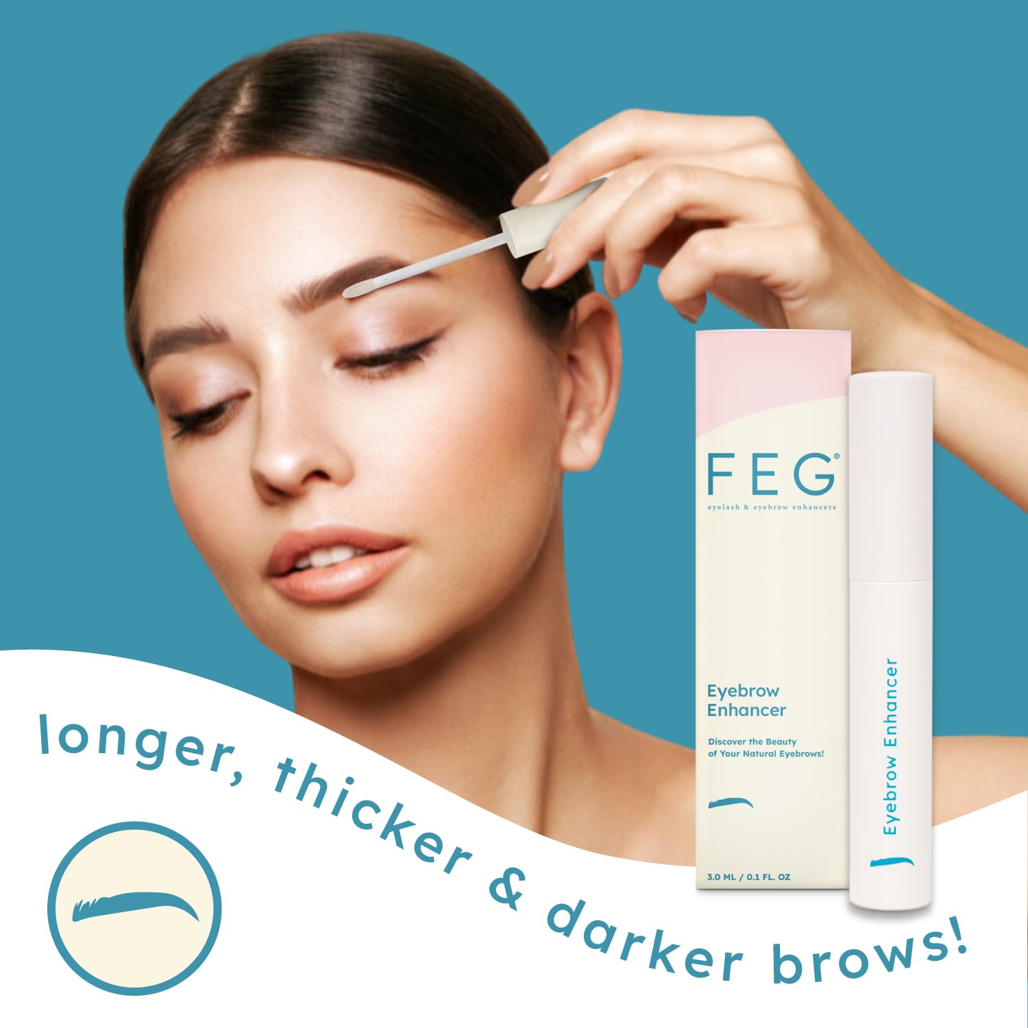 FEG Eyebrow Enhancer Growth Serum for Thicker Brows, 3ml Natural Brow Serum - Image 2