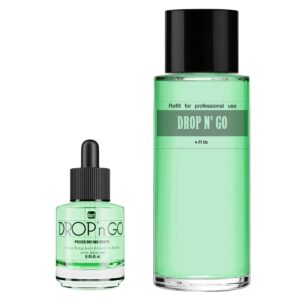 Duri Drop'n Go Quick Dry Nail Drops Combo - Fast Drying Drops for Long Lasting Nail Polish - 4 Oz Refill and 0.45 Fl Oz Bottle Included