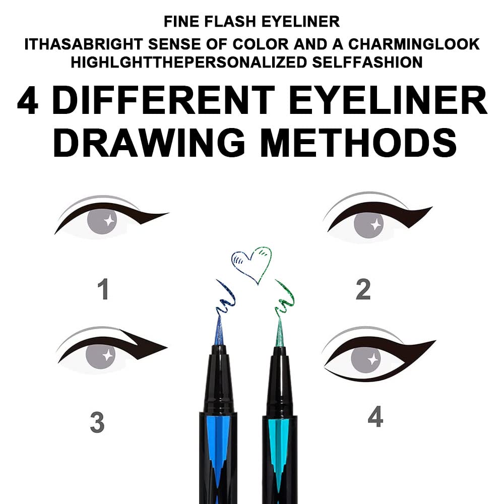 Evpct 2Pcs Glitter Liquid Eyeliner Pencil Set with Waterproof Mascara - Image 6