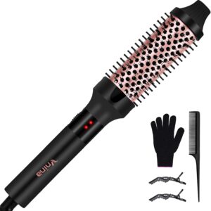 1.5 Inch Thermal Brush for Blowout Look, Heated Round Hair Straightening Curling With 2 Temp Settings, Ceramic Iron for Medium & Long Hair, Dual Voltage for Travel