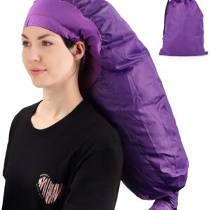Segbeauty Bonnet Hooded Hair Dryer Attachment, XL Adjustable Deep Conditioning Cap, Upgraded Drying Heat Cap with Elastic Strap for Curly Hair Nursing Oil Treat-Ment Fast Drying Styling Purple