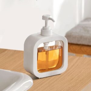 Soap Dispenser, Refillable Hand Soap Dispenser for Bathroom and Dish Soap Dispenser for Kitchen Sink, Liquid Soap Dispenser with Waterproof Label, White Bathroom Dispenser 10 Oz
