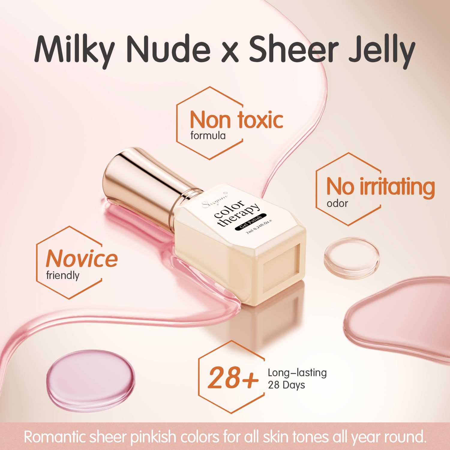 Jelly Nude Gel Nail Polish Set 6 Neutral Sheer Colors for DIY Manicure - Image 5
