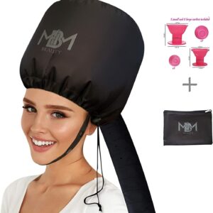 Bonnet Hair Dryer Attachment-W/ 10 Silicone Hair Curlers-Extra Large Adjustable Soft Hooded Hair Dryer Bonnet With Extra Long Hose For Drying,Styling,Curling&Deep Conditioning Fits All Head&Hair Sizes
