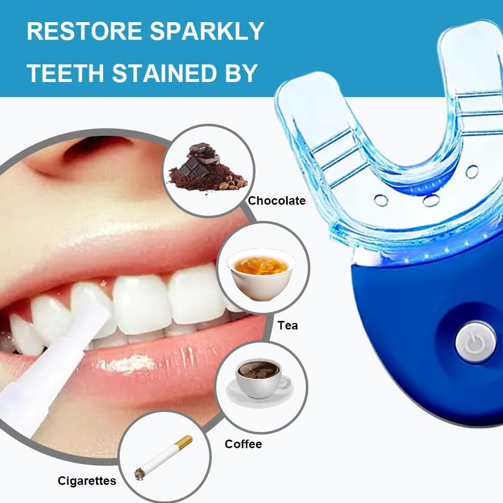 Sensitive Teeth Whitening Kit with LED Light, Gentle Gel Syringes, Blue - Image 4
