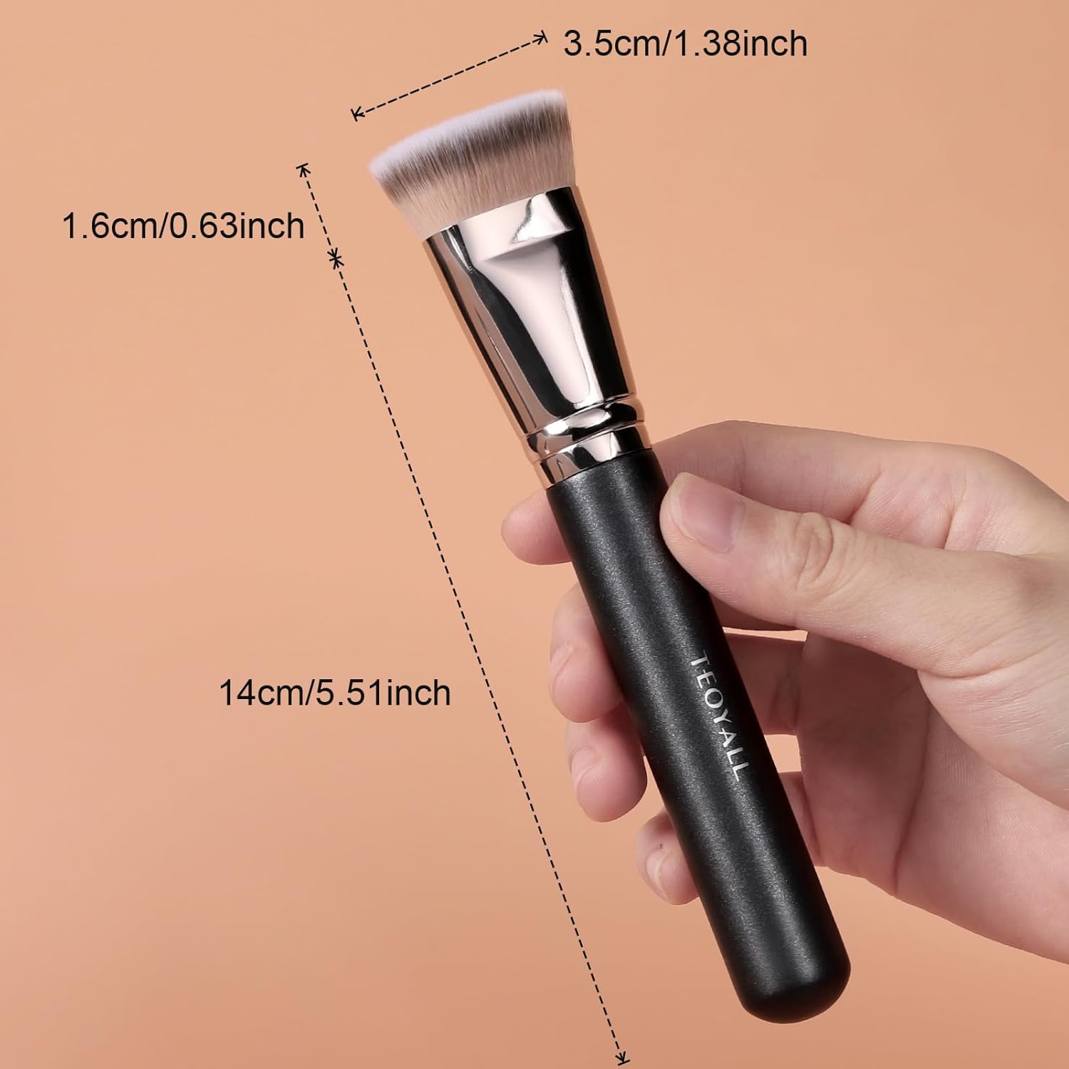 TEOYALL Flat Top Contour Brush Soft Dense Synthetic Bristles for Liquid Cream Contour - Image 5