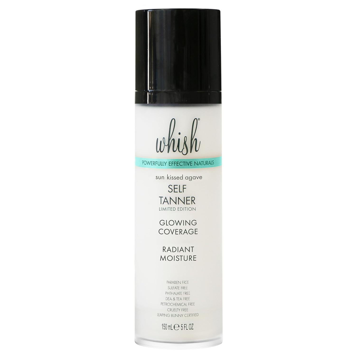Whish Beauty Self Tanner - Sunless Tanning Lotion for Face & Body - Moisturizes with Shea Butter, Mango Butter, & Aloe - For All Skin Tones - Paraben & Sulfate Free, 5 fl oz (Sun Kissed Agave)