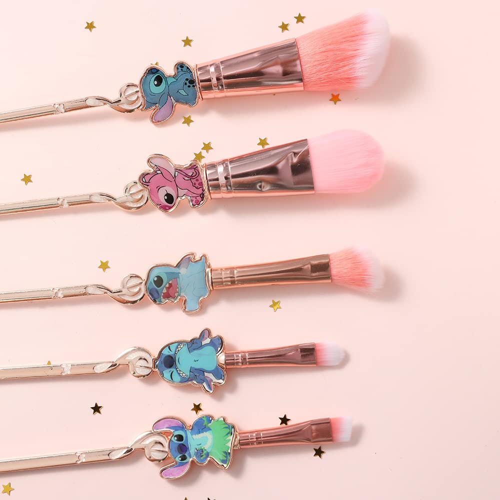 Anime Stitch 7-Piece Premium Synthetic Makeup Brush Set for Women and Girls - Image 5
