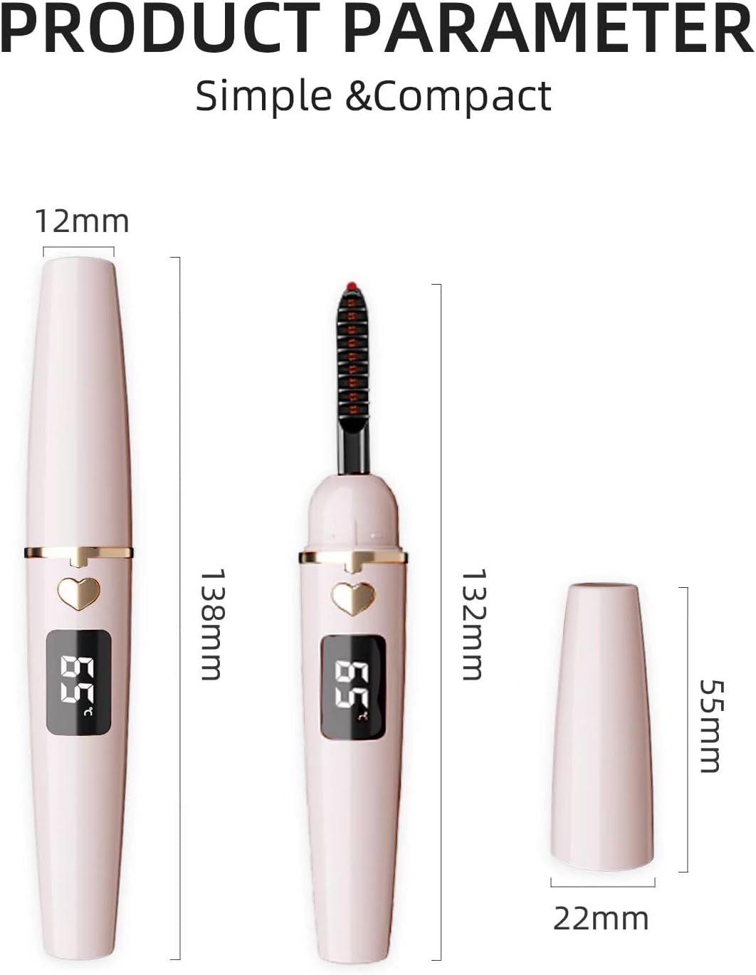 Heated Eyelash Curler Accurate Temperature Control Intelligent Power Off 24Hr Makeup Quartz Pink Champagne Gold - Image 6