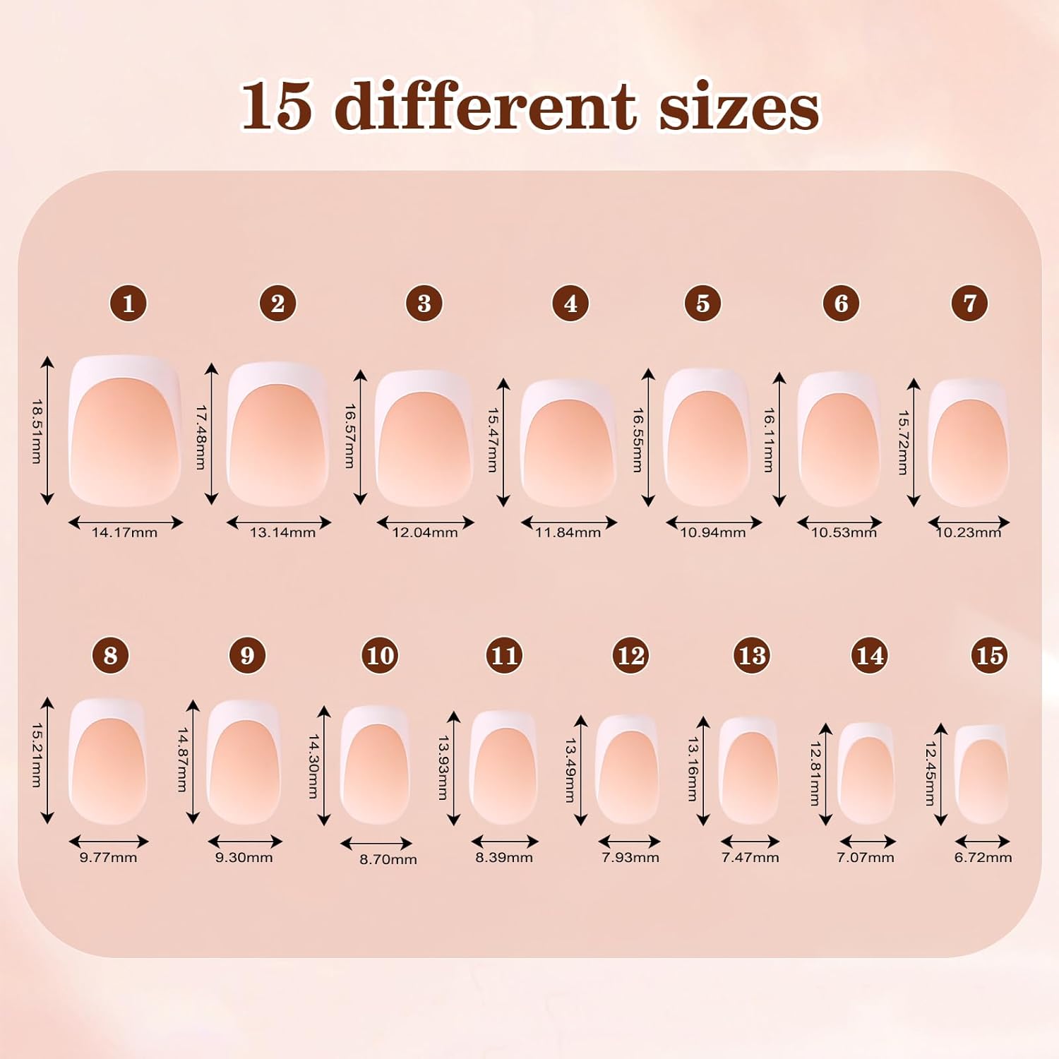 150pc Short Square Soft Black French Tip Press On Nails 15 Sizes for DIY - Image 6